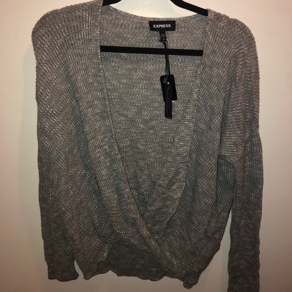 Express Surplice Gray Sweater